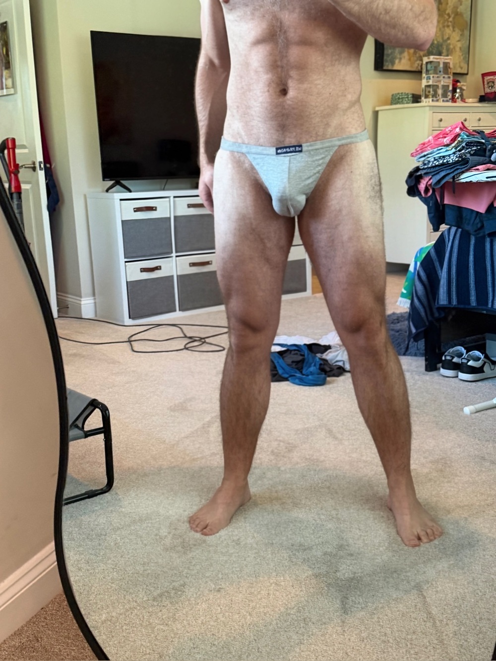 Men's Lite Gray String Bikini Briefs NWOT
